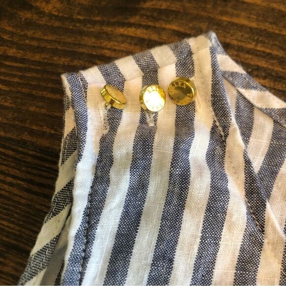 Linen Top Women’s Small Striped Sleeveless Tunic Tank Casual Coastal Nautical - Picture 3 of 11